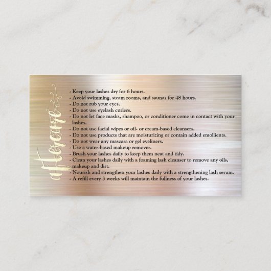 アフターケアブローズバラ金ゴールドロゴマイクロブレイディングブシン 名刺 (裏面)