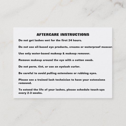 アフターケア名刺を点滅 名刺 (裏面)