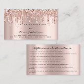 アフターケア指導バラピンクグリッタードリップ 名刺 (正面/裏面)