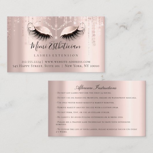 アフターケア指示まつ毛バラ美しい目 名刺 (正面/裏面)