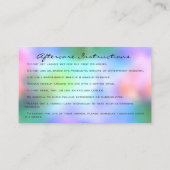 アフターケア指示まつ毛ホログラフィック 名刺 (裏面)