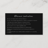 アフターケア指示ラッシュカーブ金ゴールドブラック 名刺 (裏面)