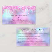 アフターケア指示ラッシュバラピンクドリップスブルー 名刺 (正面/裏面)