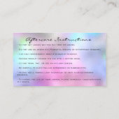 アフターケア指示ラッシュバラピンクドリップスブルー 名刺 (裏面)