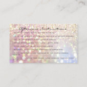 アフターケア指示ラッシュバラ金ゴールドドリップグリッター 名刺 (裏面)