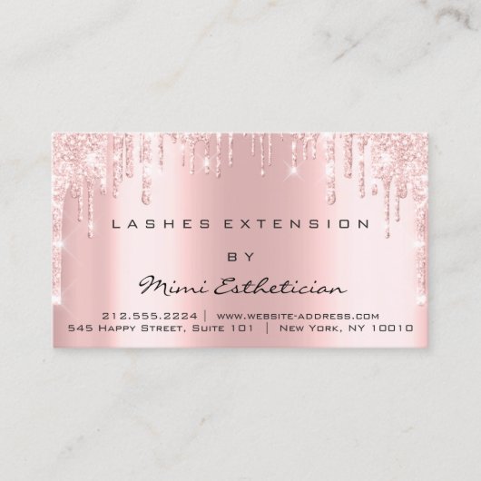 アフターケア指示ラッシュバラ金ゴールドドリップピンク 名刺 (正面)