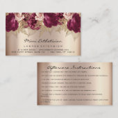 アフターケア指示ラッシュバラ金ゴールド花模様スパ 名刺 (正面/裏面)