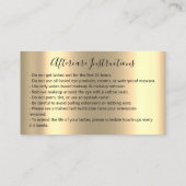 アフターケア指示ラッシュバラ金ゴールド赤面枠 名刺 (裏面)