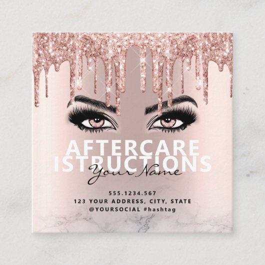 アフターケア指示ラッシュラッシュラージ文字宇宙 スクエア名刺 (正面)