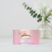 アフターケア指示眉クラウンバラピンク金ゴールド 名刺 (スタンド正面)