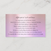 アフターケア指示眉毛クラウンバララベンダー 名刺 (裏面)