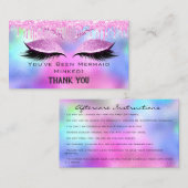 アフターケア指示睫毛ピンクホログラフドリップ 名刺 (正面/裏面)