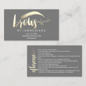 アフターケア眉の金ゴールドロゴMicroblading Gray Busine 名刺 (正面/裏面)