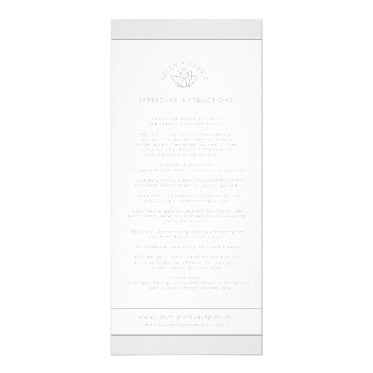 アフターケア耳ピアスの指示 ラックカード (正面)