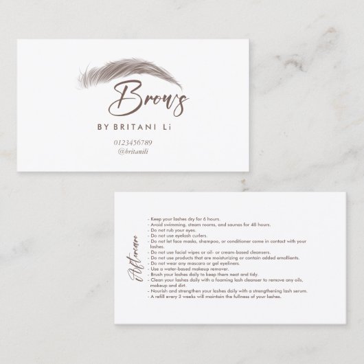 アフターケア説明書ブロウロゴマイクロブレード 名刺 (正面/裏面)