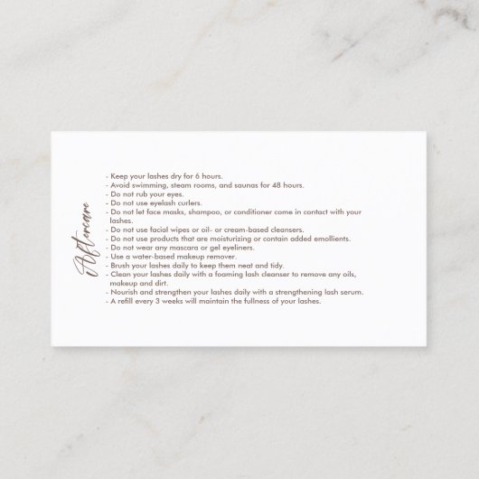 アフターケア説明書ブロウロゴマイクロブレード 名刺 (裏面)