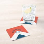 アフタースキークラブ 赤 ネイビー ヴィンテージスタイル スキーパーティー スクエアペーパーコースター (インサイチュ)