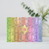 アフターパーティーカラフルレインボースターダマスク 招待状 (スタンド正面)