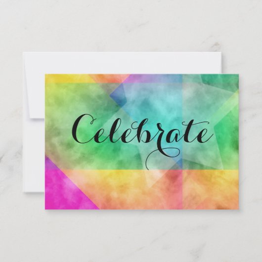 アフターパーティーカラーブロック水カラーデザインブラック 招待状 (正面)