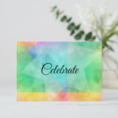 アフターパーティーカラーブロック水カラーデザイン黄 招待状 (スタンド正面)