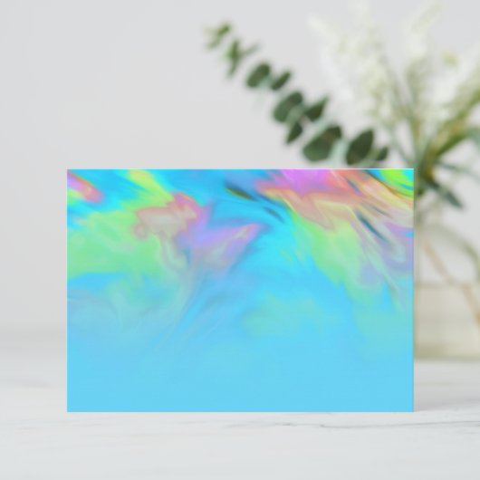 アフターパーティーターコイズブルーライムピンク絞り染め 招待状 (スタンド正面)