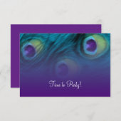 アフターパーティーパープルティール（緑がかった色）孔雀 招待状 (正面/裏面)