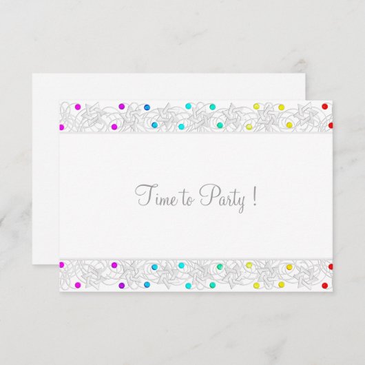 アフターパーティー真珠とレースレインボー 招待状 (正面/裏面)