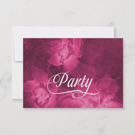 アフターマゼンタピンクの水の色の花 招待状 (正面)