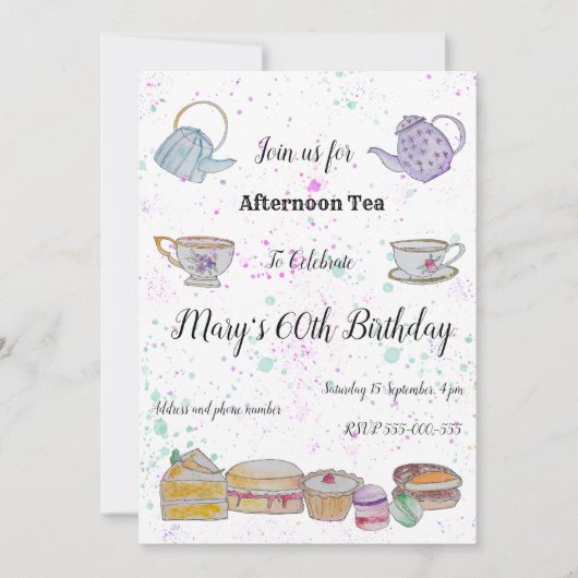 アフターンティーウォーターカラー招待状 招待状 (正面)