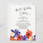 アフター結婚のお祝い赤ケシ紫アイリス 招待状 (正面)