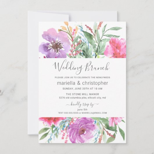 アフター結婚ズブランチ水彩開花園 招待状 (正面)