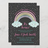 『アフター·ザ·ストーム·レイン来ボー』|双子のベビーシャワー 招待状 (正面/裏面)