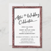 アフター·ザ·結婚お祝いバラ金ゴールドグリッター 招待状 (正面)