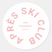 アフター スキー クラブ アイシー ピンク スキー リゾートの紋章 ラウンドシール (正面)