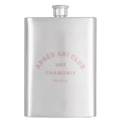 アフター スキー クラブ ウィンター ピンク スキー リゾートのエンブレム フラスク (正面)
