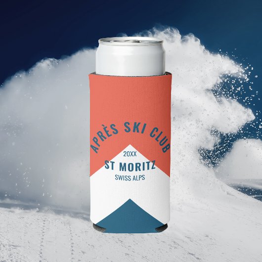 アフター スキー クラブ ビンテージ レッド ホワイト ネイビー ピーク ウィンター スリム缶クーラー