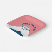 アフター スキー クラブ ピンク ネイビー レトロ スキー パーティー スクエア ペーパープレート (傾斜あり)