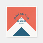 アフター スキー クラブ レッド ネイビー ビンテージ スタイル スキー パーティー スタンダードカクテルナプキン (正面)