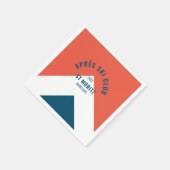 アフター スキー クラブ レッド ネイビー ビンテージ スタイル スキー パーティー スタンダードカクテルナプキン (角)