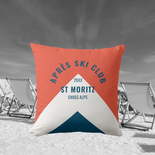アフター スキー クラブ レッド ネイビー ヴィンテージ スタイル スキー デコレーション クッション