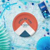 アフター スキー クラブ レッド ネイビー ヴィンテージ スタイル スキー パーティー ペーパープレート (パーティー)