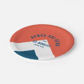 アフター スキー クラブ レッド ネイビー ヴィンテージ スタイル スキー パーティー ペーパープレート (アングル)