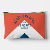 アフター スキー クラブ レッド ネイビー ヴィンテージ スタイル 冬 アクセサリーポーチ (裏面)