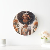 アフパーソナライズされたリカの女時計 ラージ壁時計 (ホーム)