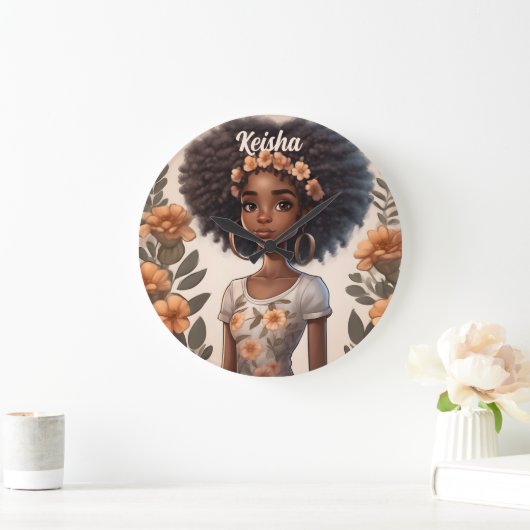 アフパーソナライズされたリカの女時計 ラージ壁時計 (ホーム)