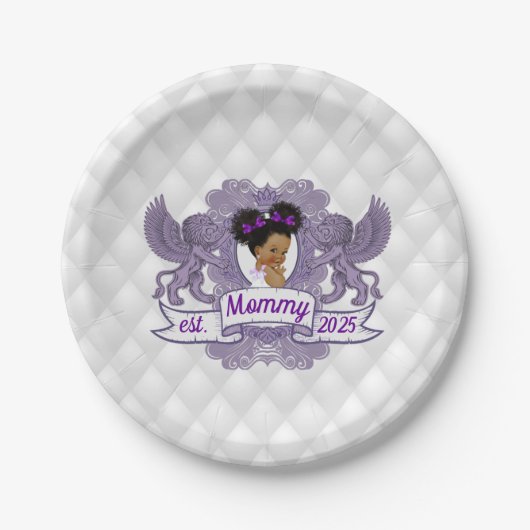 アフファンシーリカのベビーガール紫|ホワイトプリンセス  ペーパープレート (正面)