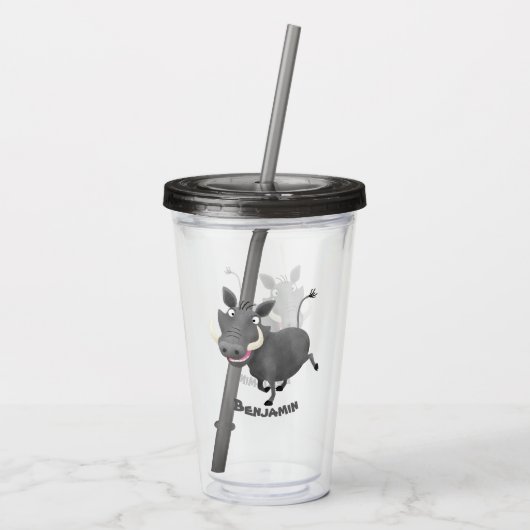 アフリおもしろいカのワルトグ豚の漫画イラストレーション アクリルタンブラー (裏面)