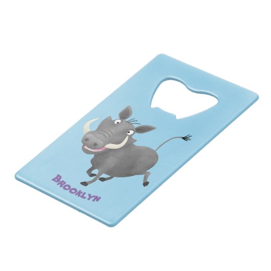 アフリおもしろいカのワルトグ豚の漫画イラストレーション クレジットカード栓抜き (裏面アングル)