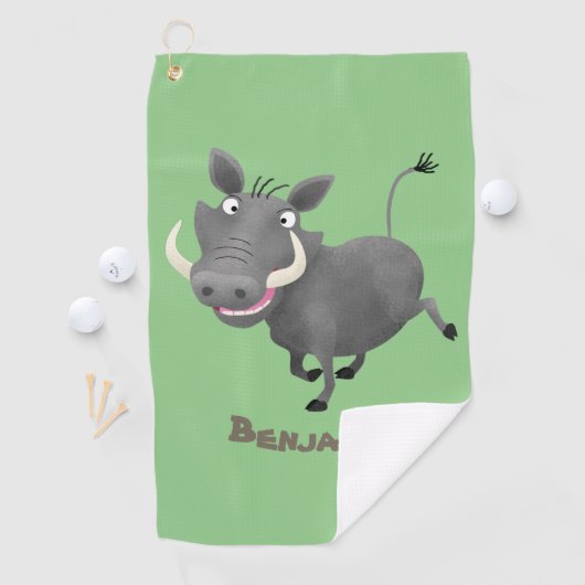 アフリおもしろいカのワルトグ豚の漫画イラストレーション ゴルフタオル (インサイチュ)