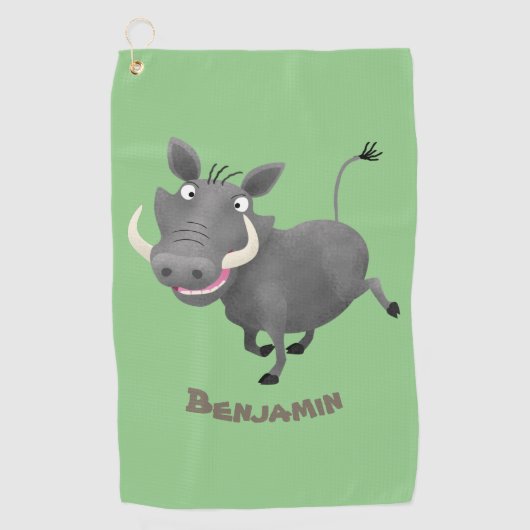 アフリおもしろいカのワルトグ豚の漫画イラストレーション ゴルフタオル (正面)